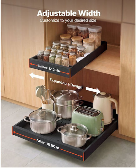 Vevor Sliding Cabinet Organizer 2 Pieces Expanding Width 310-480 Mm Depth 520 Mm Black Bsll21ychs2gecllo001v0