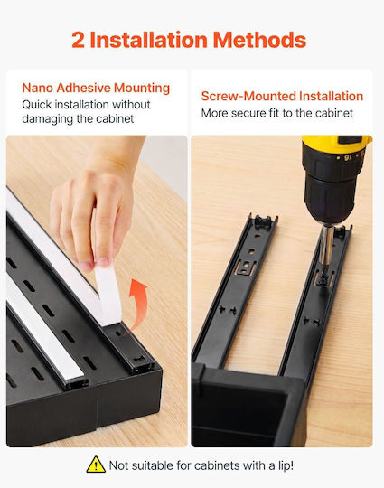 Vevor Sliding Cabinet Organizer 2 Pieces Expanding Width 310-480 Mm Depth 520 Mm Black Bsll21ychs2gecllo001v0