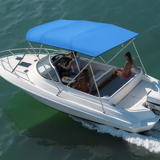Replacement Top Cover Vevor 4 Bow Bimini Length 2440 Mm Durable 600d Marine Grade Waterproof Boat Shade Cover Storage Tent Sleeve Zipper Easy Installation 2464-2616 Mm W Blue Without Frame