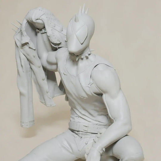 Unpainted 3D Figure Spider Punk Sitting Guitar 3D Painting DIY Gift Colors 15.2 Cm 1:12