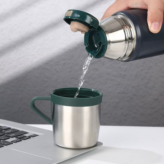 Portable Thermos Bottle Stainless Steel / Plastic 650ml Grey with Handle
