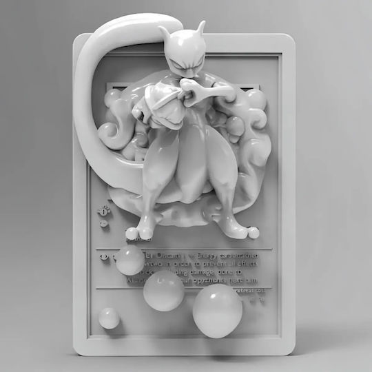 Unpainted 3D Pokemon Figure 3D Card Collection Mewtwo Painting DIY Gift Colors 20 Cm 1:8