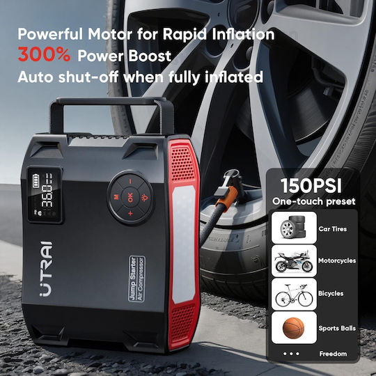 Utrai JS5 Tragbarer Batterie-Starter Auto & Motorrad 27000mAh mit Power Bank USB Pumpe Taschenlampe 12V