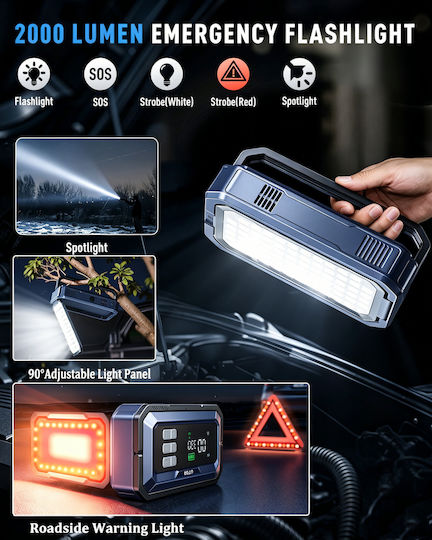 Utrai JS-30 Tragbarer Batterie-Starter Auto & Motorrad 8000A mit Power Bank USB Pumpe Taschenlampe 12V