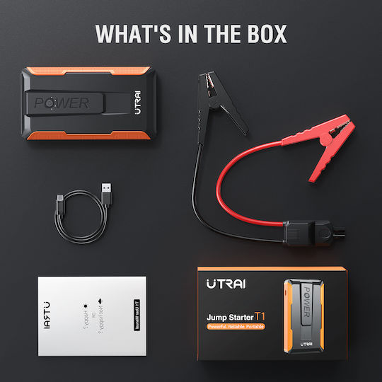 Utrai Tragbarer Batterie-Starter Auto & Motorrad 2000A mit Powerbank USB Taschenlampe 12V
