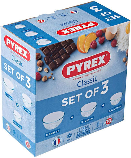 Pyrex Съд За Сервиране Кръгъл Стъклен Бежов 3 Бр