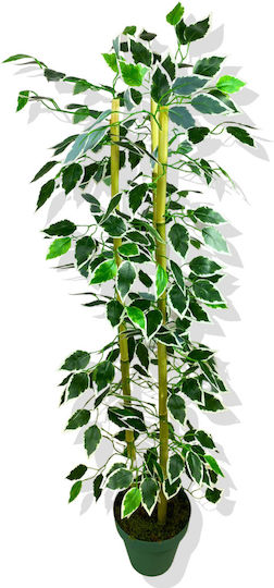 Stewehome Ficus Lyrata Plant Artificial Leaves 3 Bamboo Multicolour