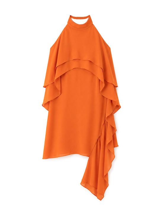 Summer Mini Dress for Wedding and Christening Open Back Orange
