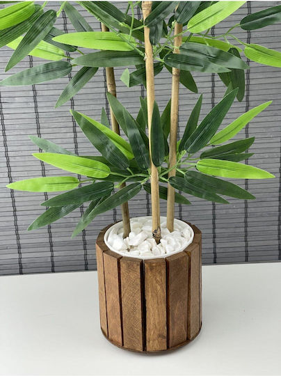Stewehome Decorative Bamboo Dense Leaves Wooden Pot Beige 12x13 Cm Stewehome Decorative Bamboo Dense Leaves Wooden Pot Beige 12x13 Cm