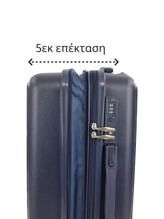 Βαλίτσα Ταξιδίου Καμπίνας Σκληρή Σκούρο Μπλε Ύψους 55εκ.