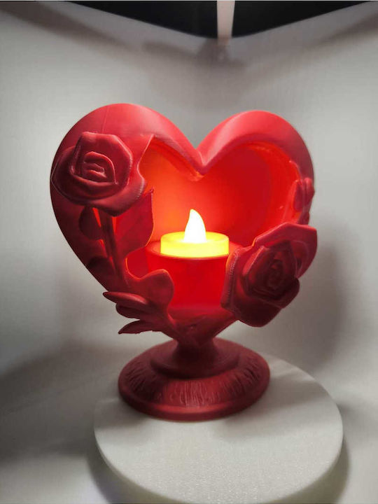 SteweHome Plastic Candle Holder In Red Colour 15x6cm