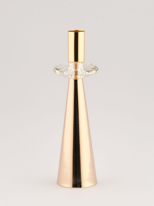 SteweHome Metal Candle Holder In Yellow Colour 21x9cm