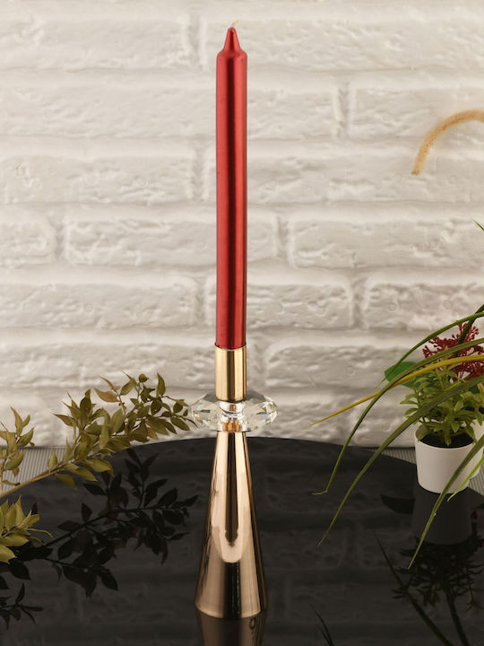 SteweHome Metal Candle Holder In Yellow Colour 21x9cm
