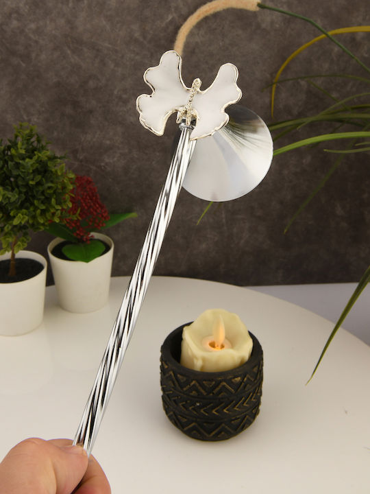 SteweHome Metal Candle Holder In Silver Colour 22x12cm SteweHome Metal Candle Holder In Silver Colour 22x12cm