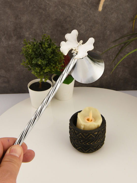 SteweHome Metal Candle Holder In Silver Colour 22x12cm