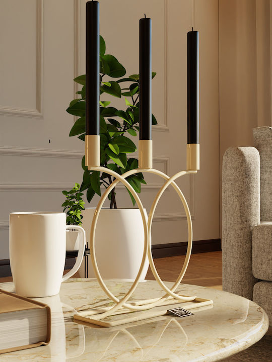 SteweHome Σετ Κηροπήγια Μεταλλικά 20x23x7εκ. 3τμχ (Διάφορα Χρώματα)