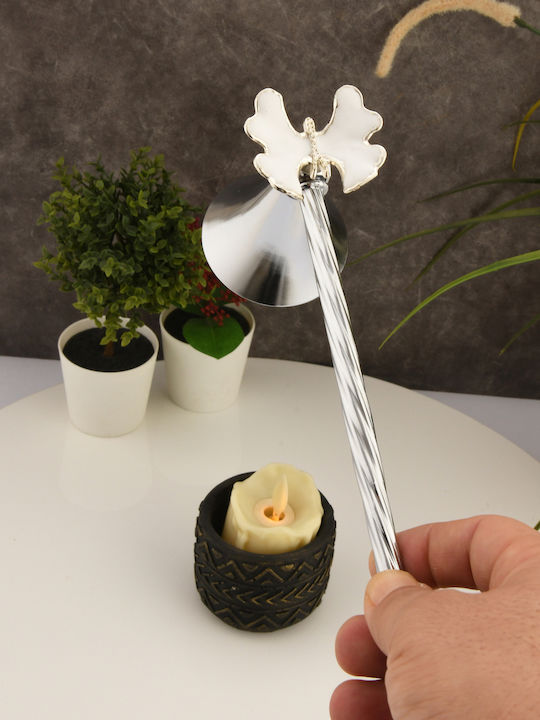 SteweHome Metal Candle Holder In Silver Colour 22x12cm