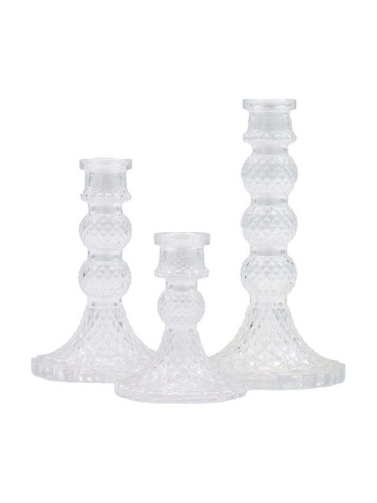 SteweHome Set Crystal Candle Holders 10x15cm 3 Pieces