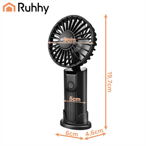 Ruhhy Handheld USB Electric Fan with Water and Power Bank 5W Black 19365