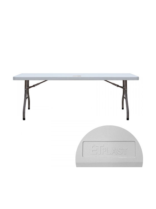 Plastic Catering Outdoor Foldable Table with Metal Frame White 183x75x74cm