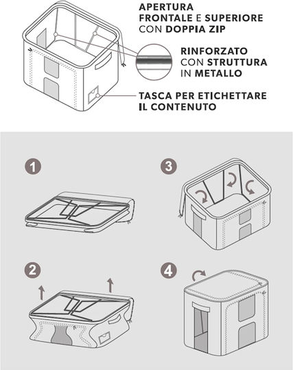 General Trade Stoff Aufbewahrungsbox mit Deckel Grau 50x40x34cm