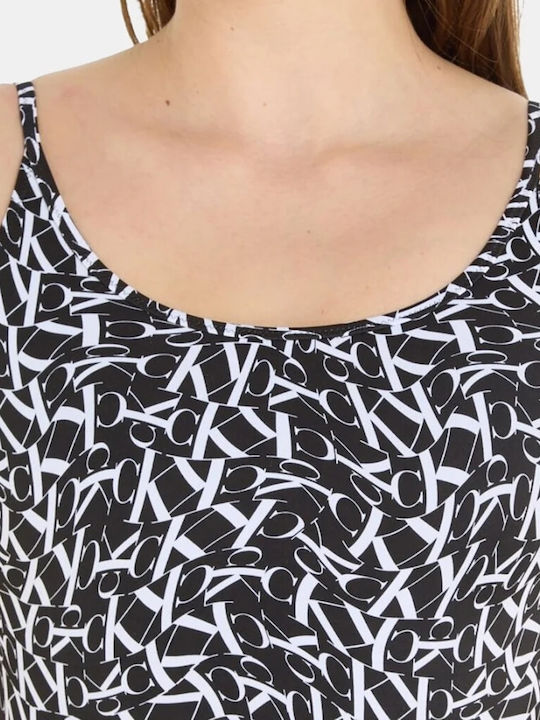 Ck One Warped Monogram Бански Костюм Черен