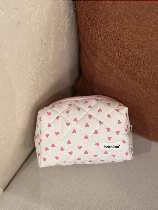 Enpapa Makeup Bag Pink Heart Design Medium Size Pink 15x15x8 Cm