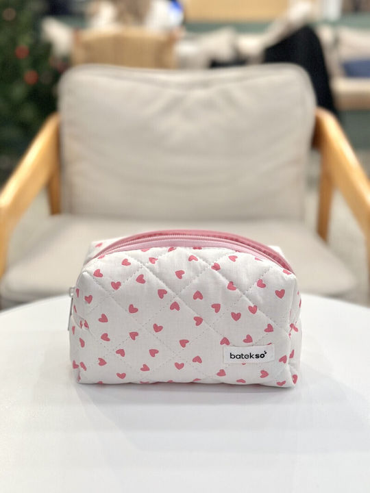 Enpapa Makeup Bag Pink Heart Design Medium Size Pink 15x15x8 Cm