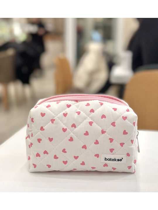 Enpapa Makeup Bag Pink Heart Design Medium Size Pink 15x15x8 Cm
