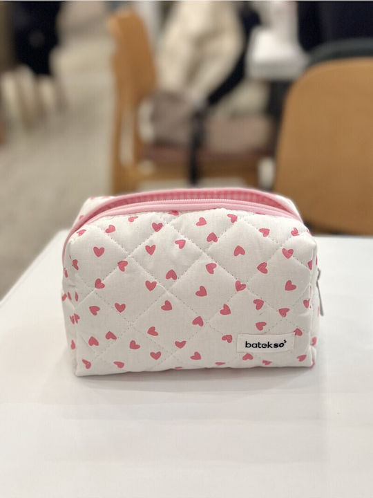 Enpapa Makeup Bag Pink Heart Design Medium Size Pink 15x15x8 Cm
