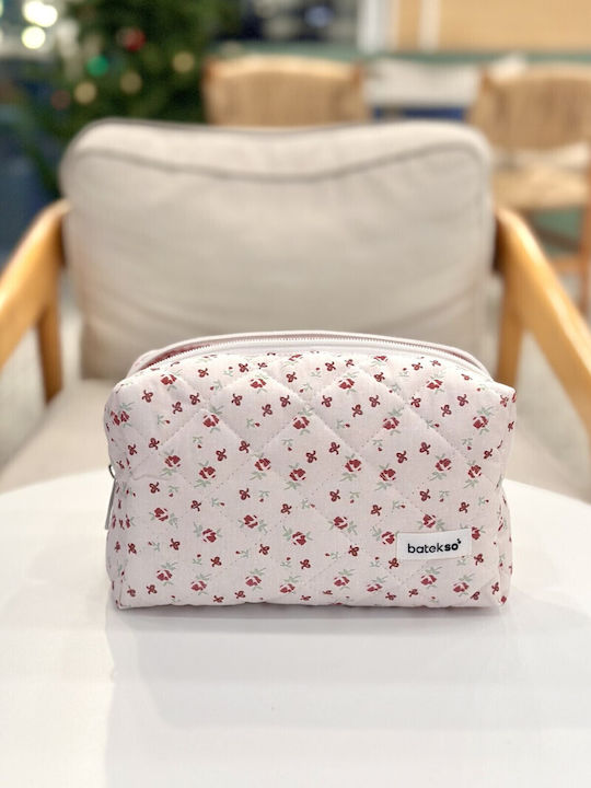 Enpapa Makeup Bag Ribbon Design Large Size Burgundy 19x18x7.5 Cm