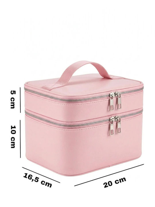 Enpapa Double Layer Large Travel Makeup Bag Functional Cosmetic Organizer Leopard Print