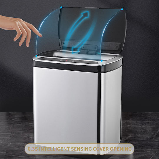 Waste Bin from Inox Steel with Sensor Silver 30lt
