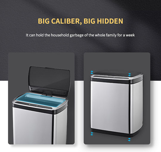 Waste Bin from Inox Steel with Sensor Silver 30lt