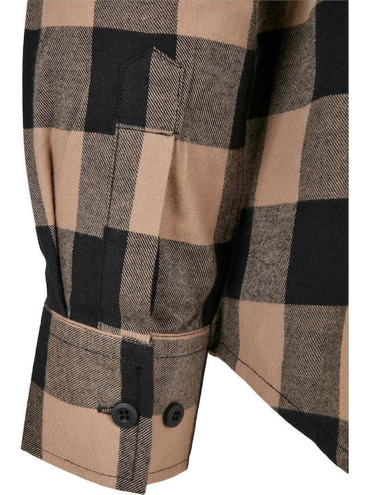 Μακρυμάνικο Γυναικείο Πουκάμισο Black/Soft Taupe Καρό