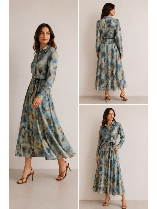 Sommer Midi Hemdkleid Mehrfarbig