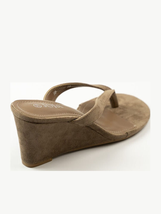 Damenplattformen in Stil Pantoffeln Beige