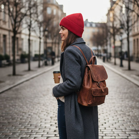 Beanie Unisex Σκούφος με Rib Πλέξη σε Κόκκινο χρώμα