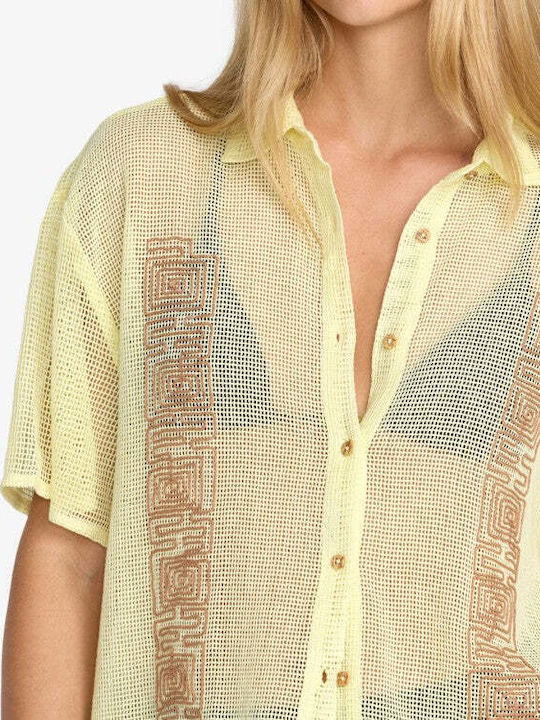 Light Green Women's Short Sleeve Cotton Shirt