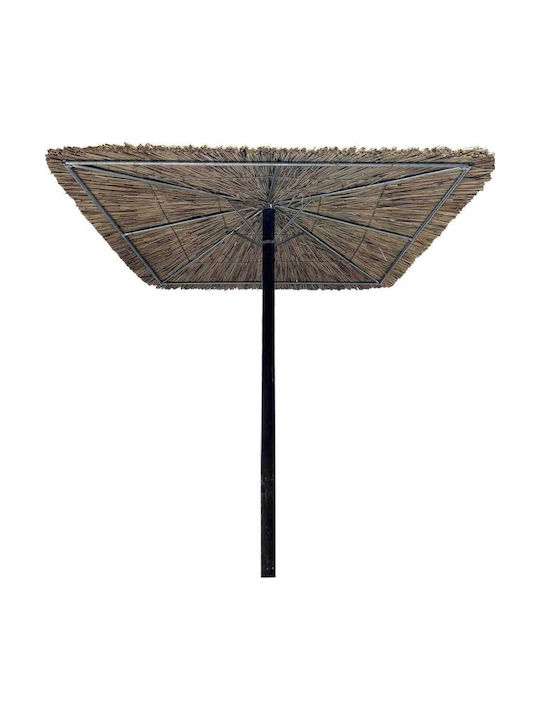 Professioneller Quadratischer Geflecht Holz Garten- und Terrassen-Sonnenschirm Braun 2,1x2,1xHöhe 3m