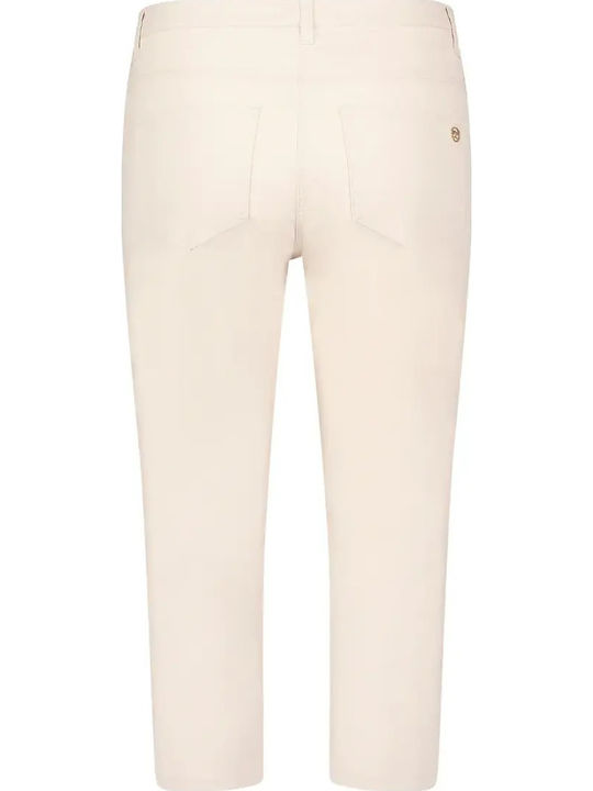 Damen Leinen Capri Hose in Schlanke Passform Beige