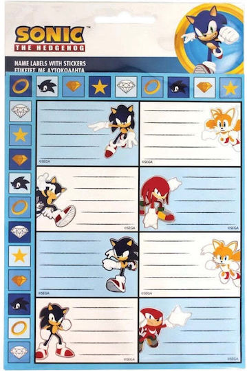 Gim Sonic The Hedgehog Ετικέτες Τετραδίων 8τμχ