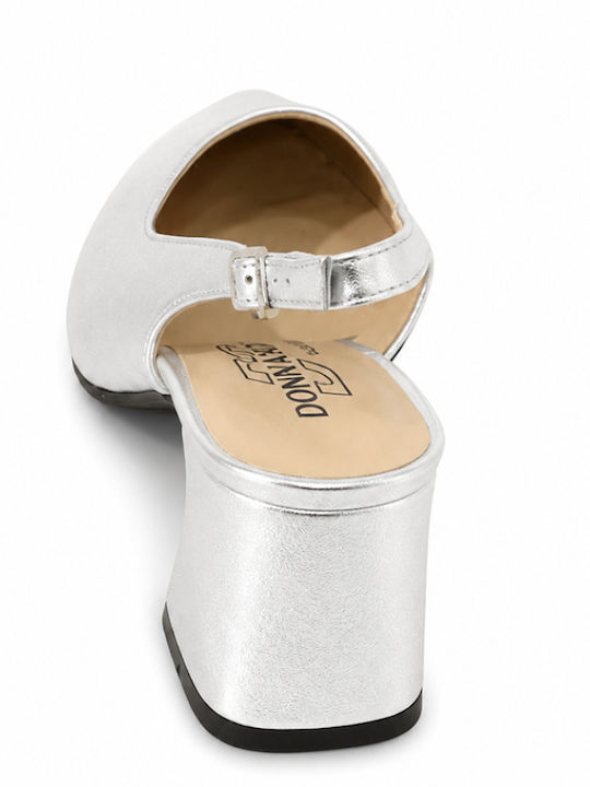 Leather Silver Heels