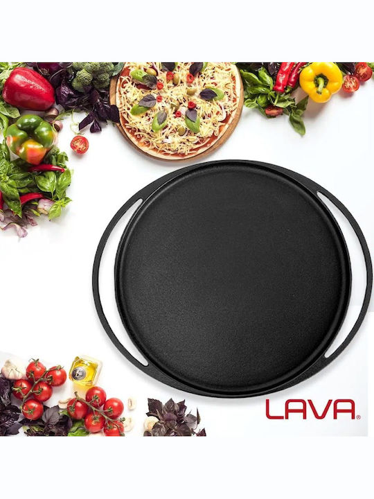 Lava Pizza Baking Pan from Cast Iron with Enamel Interior Coating Black 28cm