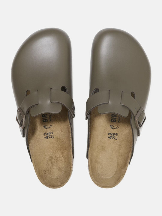 Birkenstock Boston Мъжки кожени сандали Сив