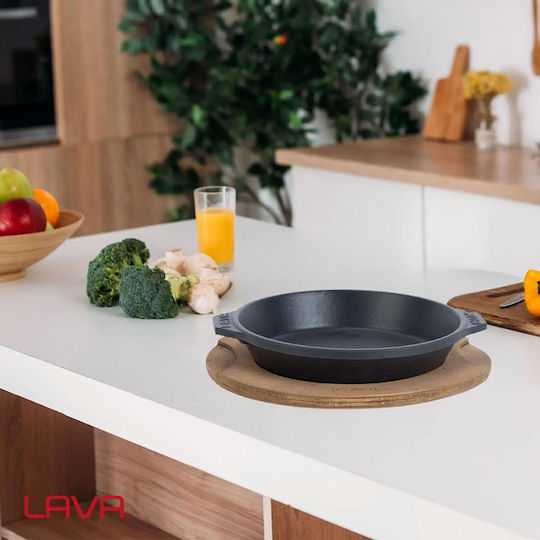 Lava Πιατέλα Σερβιρίσματος Ξύλινη Μαύρη με Διάμετρο 16εκ.