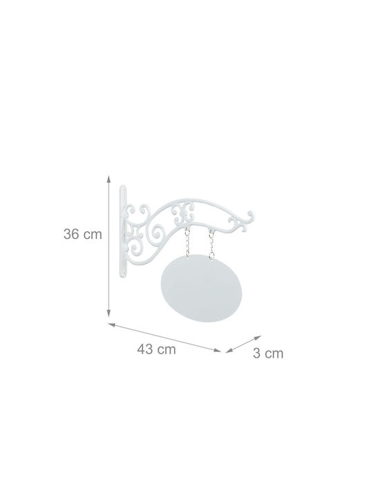Relaxdays Decorațiune de Perete Albă din Metal 43x3x36cm