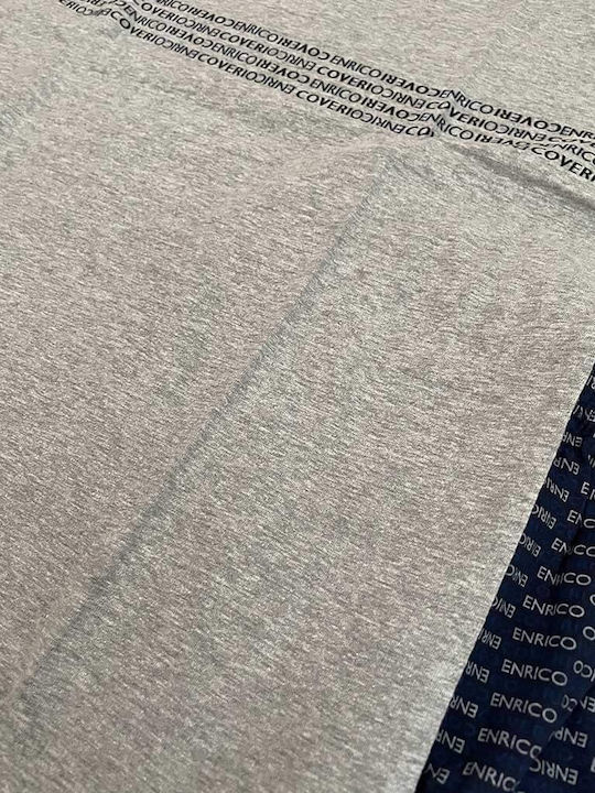 Enrico Coveri Sommer Herrenpyjama Bluse Grau Melange