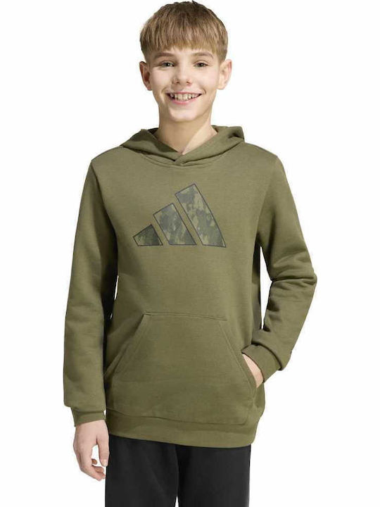 Полар Детски Суичър с Качулка Каки Camo Graphic