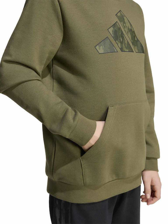 Полар Детски Суичър с Качулка Каки Camo Graphic